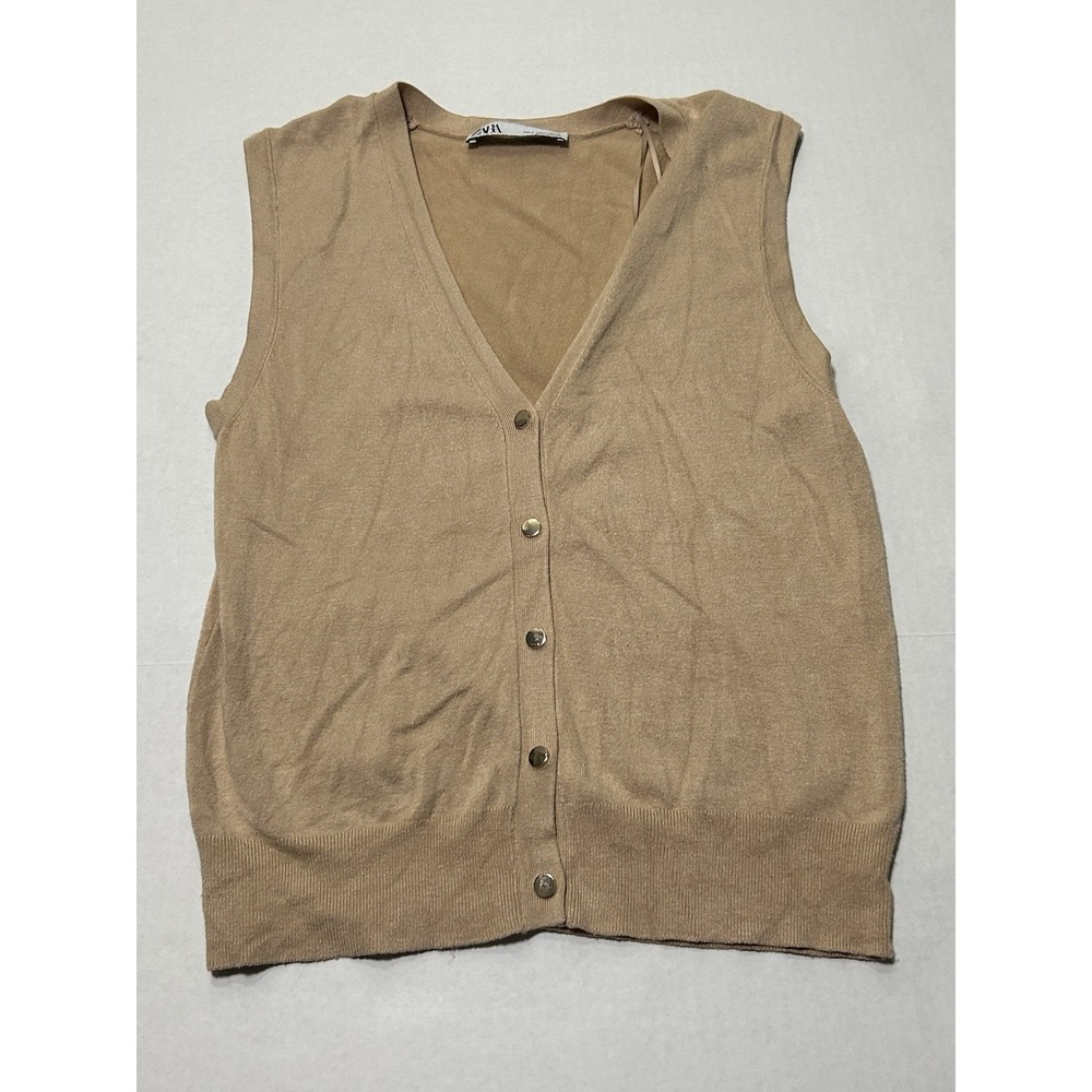 ZARA Nude Gold Sweater Vest. Small